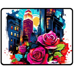 City Rose 2-gigapixel-art-scale-4 00x Fleece Blanket (medium)