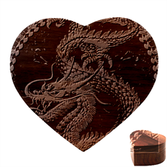 Fantasy Dragon Pentagram Heart Wood Jewelry Box