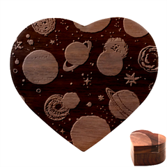 Space Galaxy Art Cute Art Heart Wood Jewelry Box