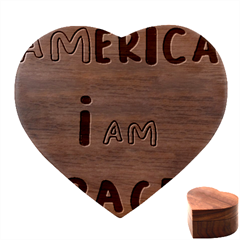 America  I Am Race Heart Wood Jewelry Box