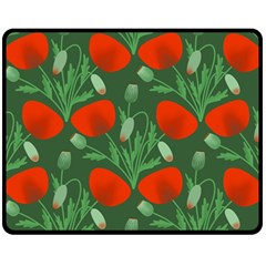 Poppy Fierce Wolf Poppies Bud Fleece Blanket (medium)