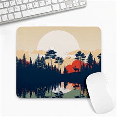 Summer Lake Forest Sunset Deer Water Large Mousepad