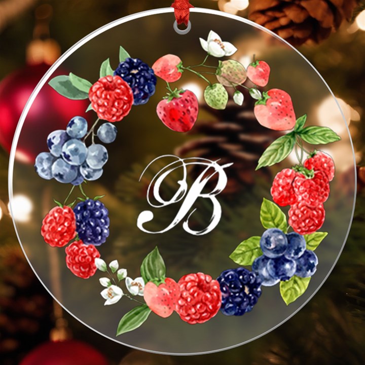 Personalized Name Fruit Berry Frame UV Print Acrylic Ornament Round UV Print Acrylic Ornament Round