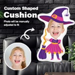 Personalized Photo in Witch Cartoon Style Custom Shaped Cushion Cut To Shape Cushion Case Front