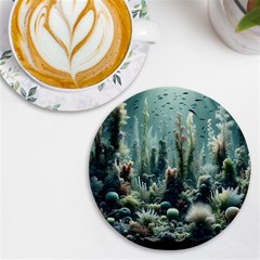 Underwater Coral Life Uv Print Round Tile Coaster
