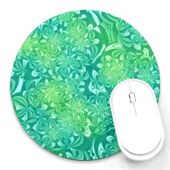 Retro Flower Pattern Design Batik Round Mousepad