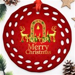 Personalized Merry Christmas Name Any Text Round Filigree Ornament Round Filigree Ornament (Two Sides) Front