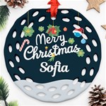 Personalized Merry Christmas Name Any Text Round Filigree Ornament Round Filigree Ornament (Two Sides) Back