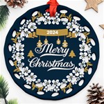 Personalized Merry Christmas Name Any Text Round Filigree Ornament Round Filigree Ornament (Two Sides) Front