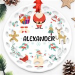 Personalized Merry Christmas Name Any Text Round Filigree Ornament Round Filigree Ornament (Two Sides) Back