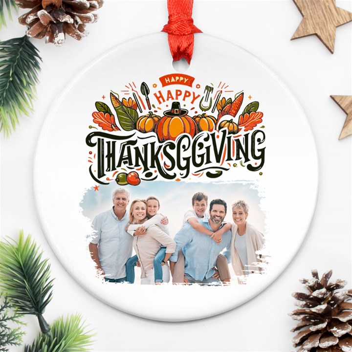 Personalized Thanksgiving Photo Round Ornament Round Ornament (Two Sides)