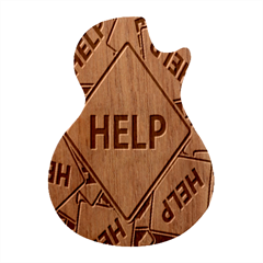Caution Road Sign Help Cross Yellow Guitar Shape Wood Guitar Pick Holder Case And Picks Set
