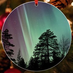Silhouette Of Aurora Borealis Uv Print Acrylic Ornament Round