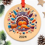 Personalized Thanksgiving Year Photo Round Ornament Round Ornament (Two Sides) Front