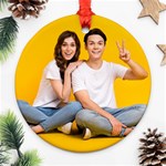 Personalized Thanksgiving Year Photo Round Ornament Round Ornament (Two Sides) Back