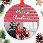 Personalized Photo Any Text Christmas Knitted Style Round Ornament Round Ornament (Two Sides) Front