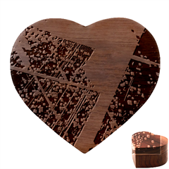 Colorful Splashes Grunge, Abstract Art Heart Wood Jewelry Box