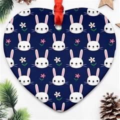Cute Bunny Pattern, Easter, Koteto Heart Ornament (two Sides)