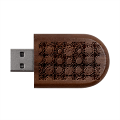 Retro Geometric Shapes And Flowers 3 Wood Oval Usb Flash Drive
