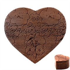 Retro 1880s Flowers Pattern 20 Heart Wood Jewelry Box