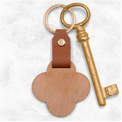Red Green And Blue Christmas Themed Illustration Engraved Wood Keychain