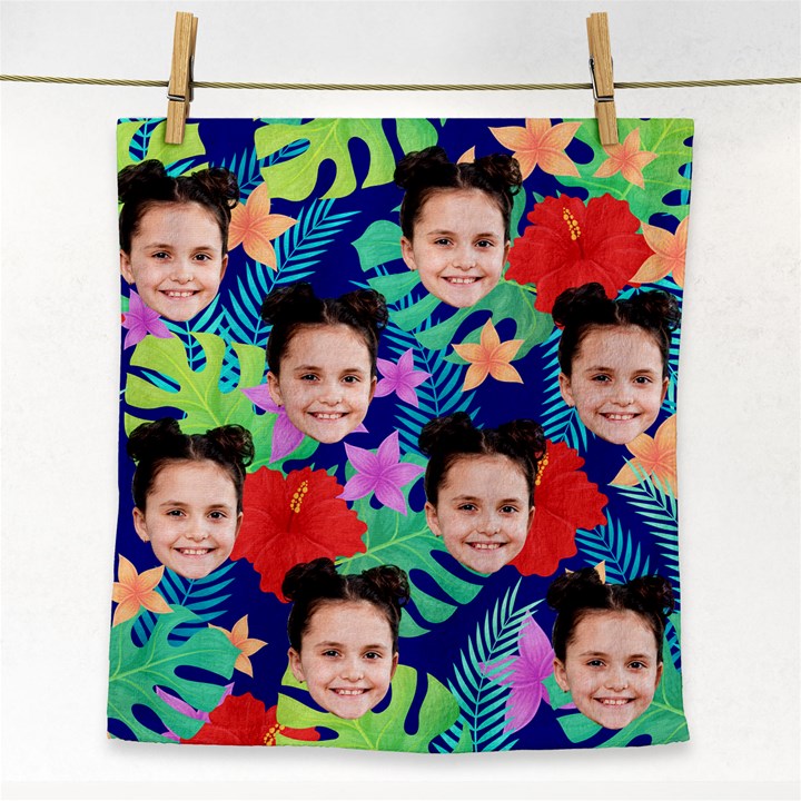 Personalized Photo Face Cut Rain Forest Flower Face Towel Face Towel