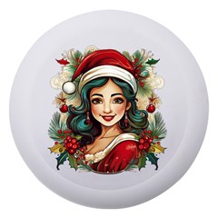 Young Woman With Santa Claus Clothes Isolated Illustration Wb Dento Box With Mirror
