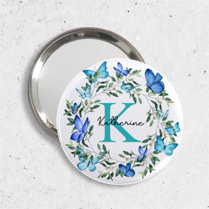 Personalized Name Any Text Butterfly Frame Handbag Mirror 2.25  Handbag Mirror
