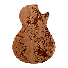 Abstract Flames Guitar Shape Wood Guitar Pick Holder Case And Picks Set