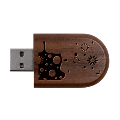 Geometric Design Wood Oval Usb Flash Drive