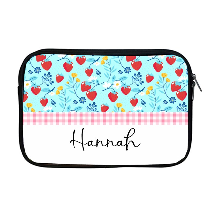 Personalized Name Any Text Fruit with Checked Pattern Line Apple MacBook Pro 17  Zipper Case