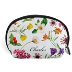 Personalized Hand Drawn Floral Name Any Text Accessory Pouch (Large) Front