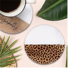 Leopard Classic Marble Wood Coaster (round) 