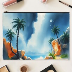 Delicate Watercolor Painting Surreal Oasis Scene With Intense Dramatic Lighting Cosmetic Bag (xxxl)
