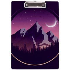 Mountain Night Crescent Moon A4 Acrylic Clipboard