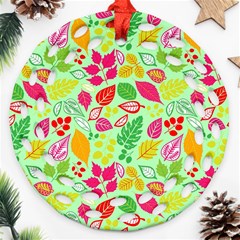 Flower Flora Floral Nature Pattern Seamless Round Filigree Ornament (two Sides)