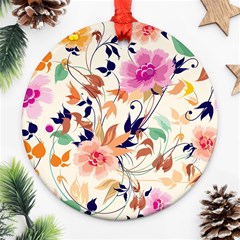 Abstract Floral Background Round Ornament (two Sides)