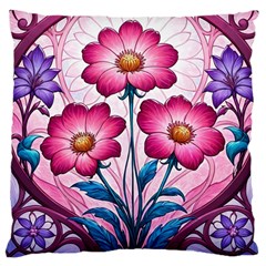 Fantasy Pink Flowers Stained Glass Large Cushion Case (one Side)
