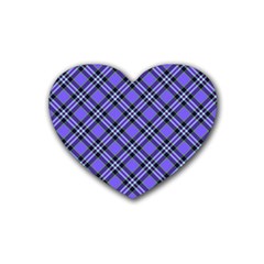 Blue Tartan Plaid 1 Diagonal Rubber Coaster (heart)