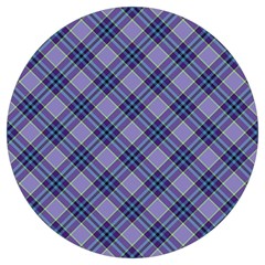 Purple Plaid Tartan 1 Diagonal Round Trivet