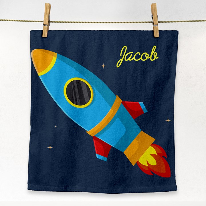 Rocket Flying Face Towel