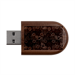 Flowers Floral Retro Flower Texture Wood Oval Usb Flash Drive