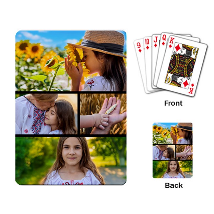 4 Photo Collage Black  Playing Cards Single Design (Rectangle)