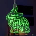 Custom Rabbit Shape Name Any Text LED Acrylic Ornament Front