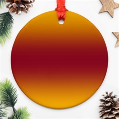 Amber Orange To Burgundy Red Bilinear Gradient Round Ornament (two Sides)