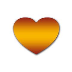 Burgundy Red To Amber Orange Bilinear Gradient Rubber Coaster (heart)