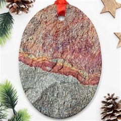 Red And Gray Rock Texture Print Oval Ornament (two Sides)