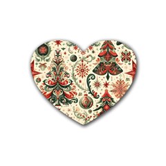 Christmas Tree Snow Rubber Coaster (heart)