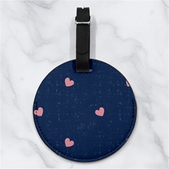 Corazones, Blue, Pattern Nappa Leather Luggage Tag Round