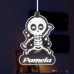 Personalized Halloween Bones Name LED Acrylic Ornament Front